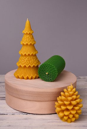Набір свічок з натурального бджолиного воску "Новорічний" Zigrivay 3шт (нд1)