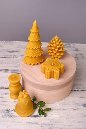 Набір свічок з натурального бджолиного воску "святковий" Zigrivay 5шт (нд4)