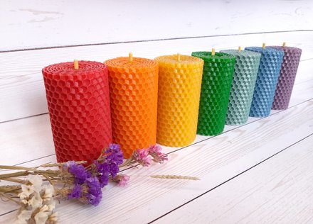 Набір воскових свічок з кольоровою вощини "Веселка" Великий Zigrivay (8,5х4,5см) 7 шт (н04)